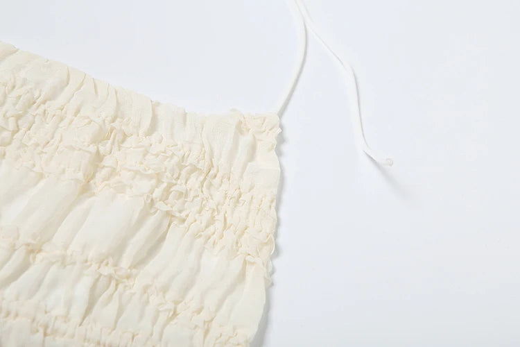 Weird Puss Mesh Backless 2 Piece Set Women Halter Lace-Up See Through Crop Tops+Loose Elegant Long Skirts Vacation Trend Outfits
