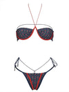 Sexy Print Laced Up Bikini 2 Piece Set Women Split Swimsuit High Waist Beach Backless Bikini 2025 New Summer Swimwear Bikini Set