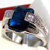 Delicate Male 925 Sterling Silver Rings for Women Cubic Zirconia Blue Stone Ring for Men Women Index Finger Ring VIntage Jewelry
