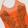 Bodycon Women Backless Lace Up Halter See Through Sequins Mesh Patchwork Sexy Party Dress Feather Hem Fashion Night Club Dress