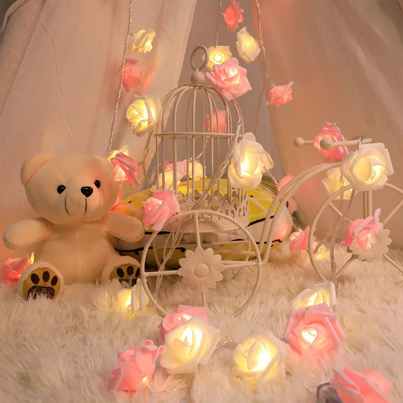 Rose LED Flower String Lights Garland Fairy Lights Romantic Lamp 3M 20LEDs For Wedding Valentines Day Christmas Party Decoration