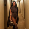 Joskaa Chic and Elegant Tassel Swing Collar Bodysuit Women Hipster Sexy One Piece Rompers 2025 Spring Midnight Party Club Tops