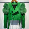 GO BALLISTIC YA Women Leather Jacket With Fur Sleeve Fashion Ladies Crop Jacket