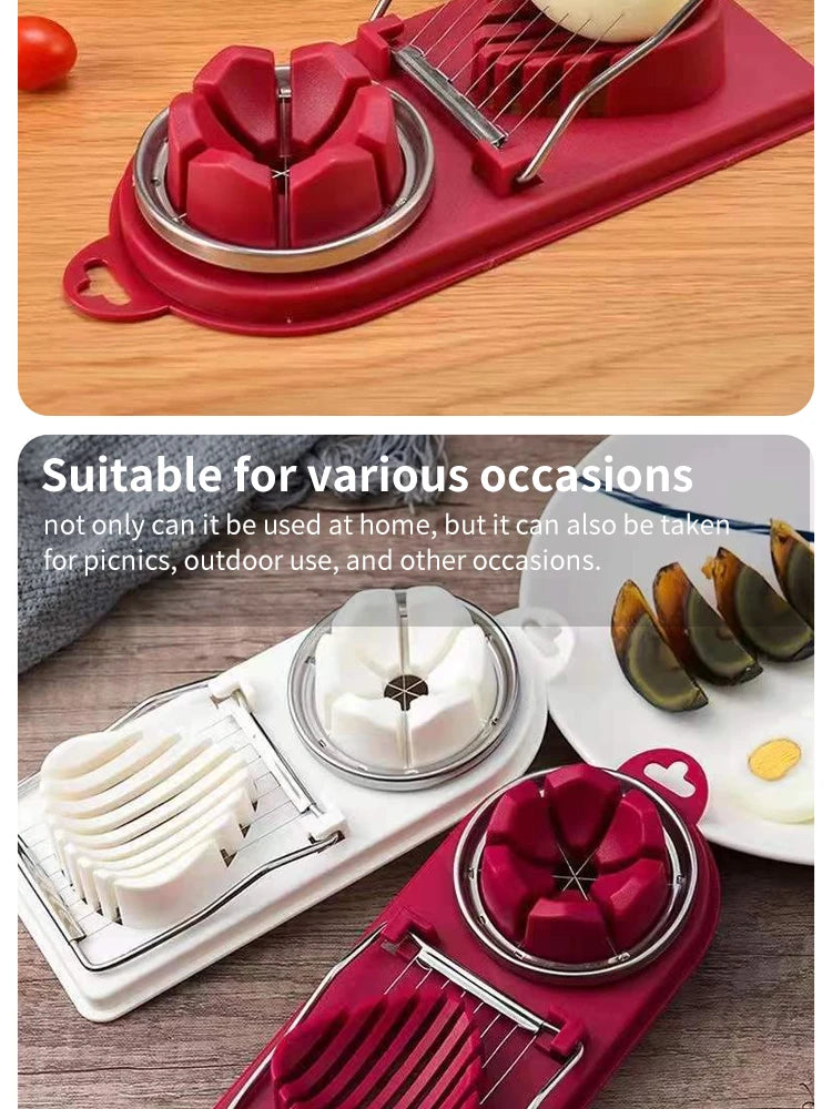 Multifunctional Egg Slicers Stainless Steel Slicer Fancy Splitter Egg Cutting Tool Home Two In One Egg Cutter Kitchen Gadgets