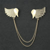 Fashion Gentleman Tassel Brooch For Men Suit Shirt Collar Triangle Wings Chain Lapel Pin Metal Retro Wedding Accessories