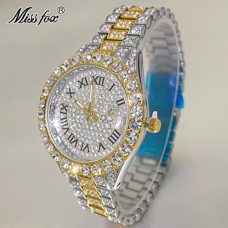 MISSFOX Pink Women Watches Luxury Small Face Elegant Quartz Watch For Ladies Icy Look Party Jewelry Mini Babe So Cute Arm Clock