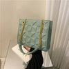 Ladies Fashion Large Capacity Chain Bag Retro Square Tote Bag Diamond Texture Shoulder Crossbody Daily Hundred Underarm Handbag