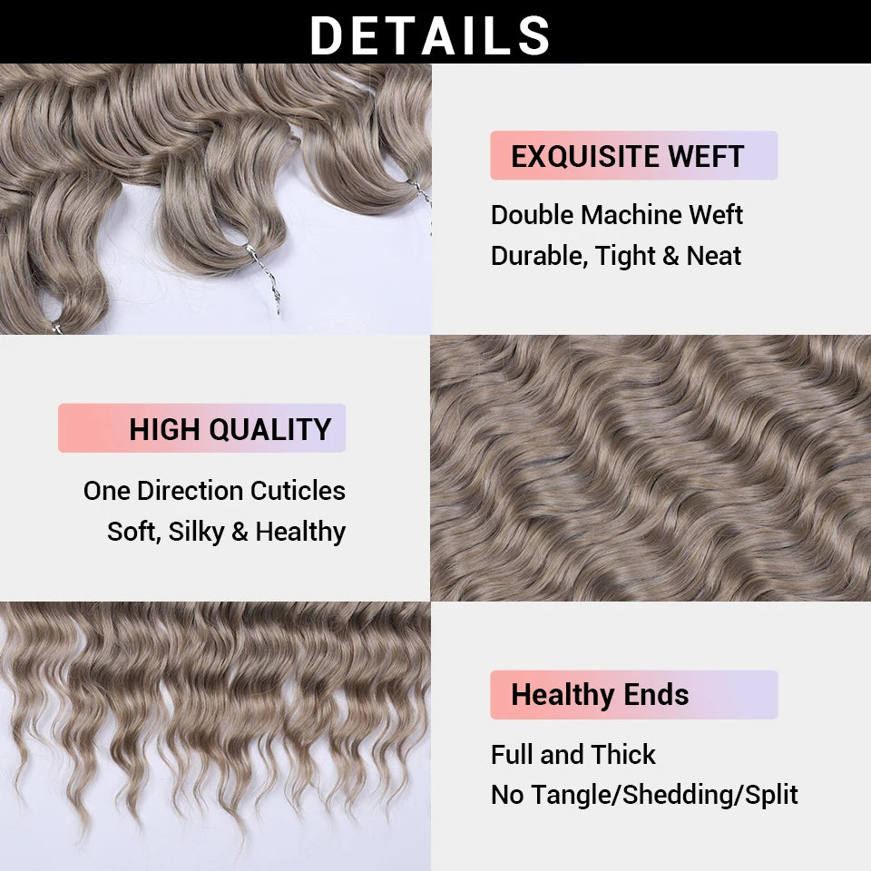 FASHION IDOL 24 Inch Synthetic Hair Water Wave Braiding Hair Extensions Ombre Rainbow color Deep Wave Curl Twist Crochet Hair