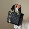 Quilted Pattern Solid Color Pu Handbag With Pendant Decoration, Versatile Noble Women's Crossbody Bag, Fashionable Handbag