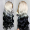 Charism Synthetic Lace Front Wig 60 Platinum Blonde To Black Ombre Wig Pre Plucked Natural Hairline Lace Frontal Wigs For Women