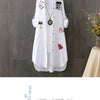 Women Cotton Embroidery Loose Long White Shirts 2025 Spring Autumn New Casual Office Lady Blouse Female Top Loose shirt