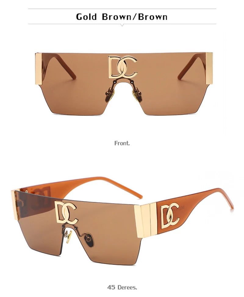 New 2024 Luxury Designer Square Sunglasses Women Fashion Trendy Punk Sun Glasses Ladies Gradient Shades Eyewear Oculos UV400