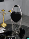 Bling Tassel Heart-shape Satin Bag Glitter Rhinestone Diamond Evening Bag Women Handbag Wedding Party Clutch Purse Crossbody Bag