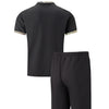 2025 Men Europe and the United States new summer Waffle solid color zip-up lapel short-sleeve suit shorts two sets