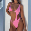 BEACHCICI Women's Bikini One Piece Sexy Hollow Strap Solid Suspender V Neck Lace Up Slim Backless Holiday Beach Swimsuit