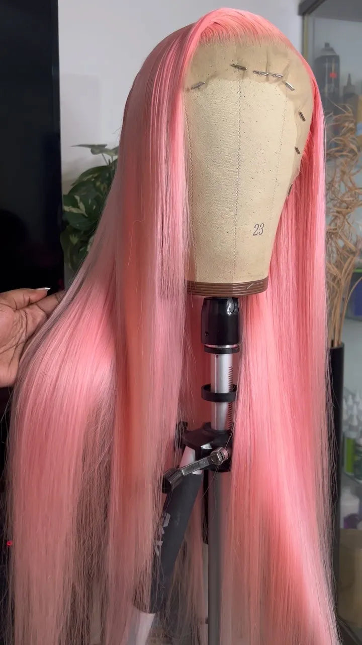 Ombre Blue Blonde Preplucked Long Lace Front Wig Straight 180%Density Hairline Glueless For Women Synthetic Fiber