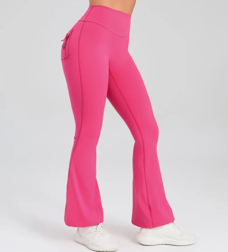Women Flare Pocket Leggings High Waist Sport Yoga Pants Quick Dry Breathable Leggings Outfit Fitness Gym Clothes Sportwear Pant