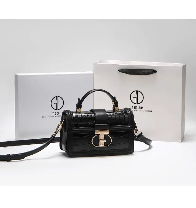 Luxury Designer Bags with High Quality Alligator Printing Leather and Delicate Metal Design Women's Portable Shoulder Bag