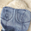 Women Denim one pieces Summer Playsuit Fashion Hot Drill High Waist Slim Sleeveless Strapless Sashes Outfits