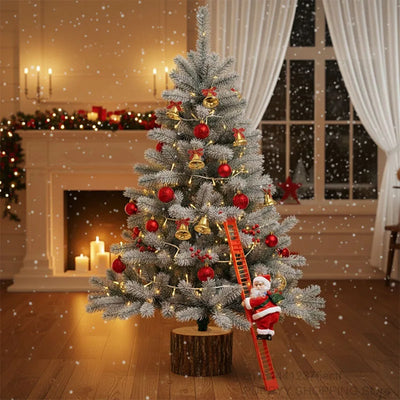 Electric Climbing Santa, Musical Christmas Decoration, Fun Holiday Ladder Toys for Home, Tree, Fireplace, Unique Festive Decor