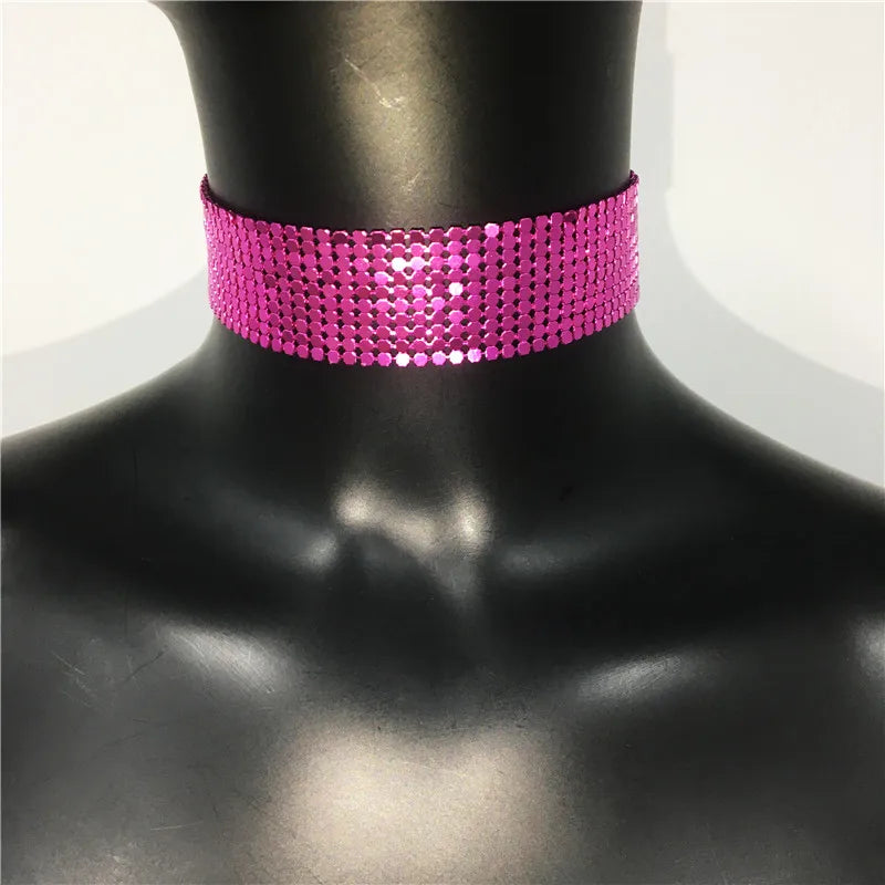 Fashion Metal Sequins Chokers Necklace Jewelry Women Statement Choker Wedding Necklace Jewelry Accessories For A Gift