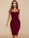 BEAUKEY Summer White Rhinestone Bandage Evening Dress Women Luxury Maxi Spaghetti Strap Red Club Celebrity Evening Party Vestido