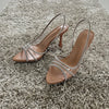 2025 Women Summer Rhinestone Slingback Pumps Office Lady Transparent Heeled Sandals Elegant Pointed Toe Female Sexy High Heels
