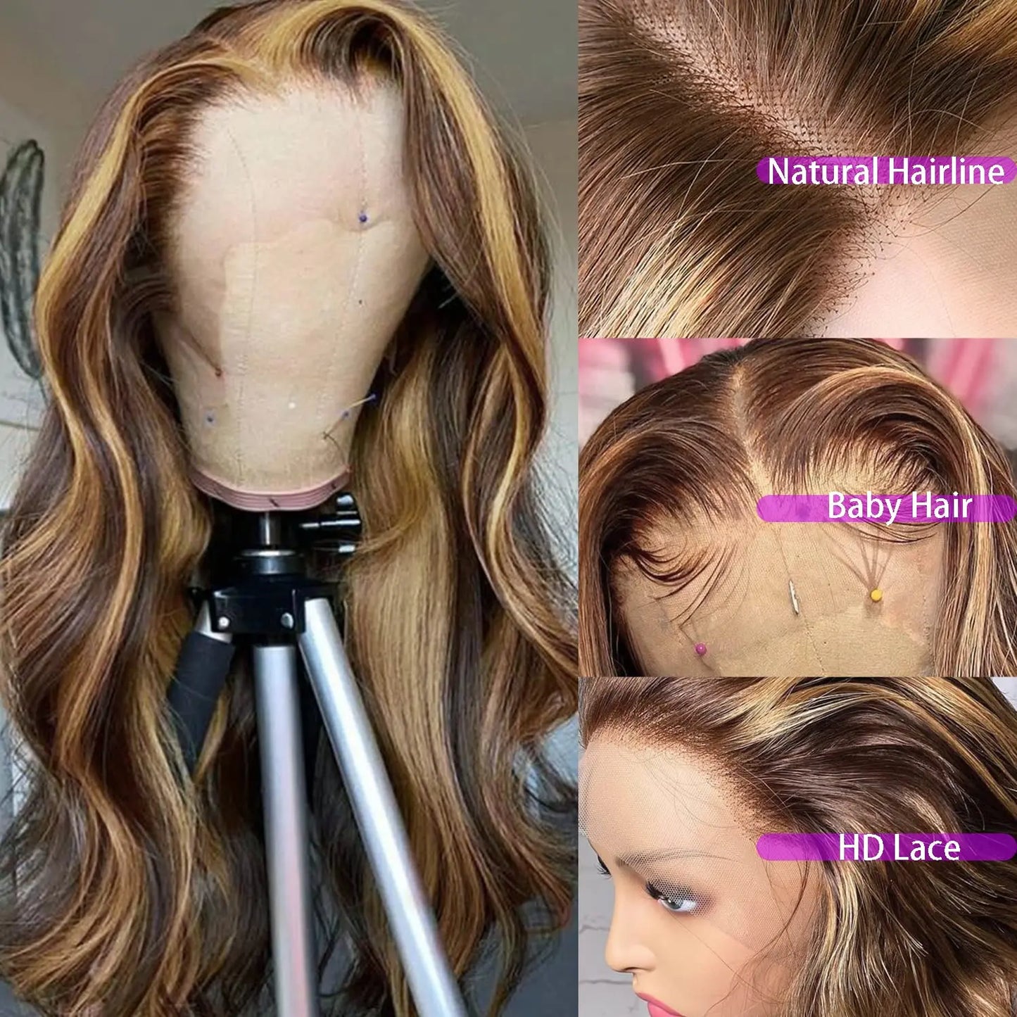 360 HD Lace Frontal Wigs 4/27 Highlight Wig Body Wave 13×6 13X4 Lace Front Wigs For Women Human Hair Loose Wave Virgin Brazilian