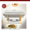 Dish Stainless Steel Cooking Round Buffet Warmer Tray Durable Frame with Lid Fuel Holder Cookware Set