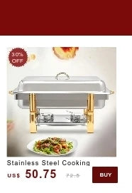 Dish Stainless Steel Cooking Round Buffet Warmer Tray Durable Frame with Lid Fuel Holder Cookware Set