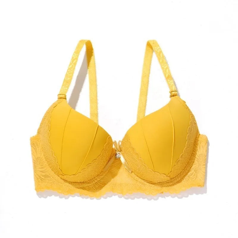 Beauwear Lace Trim Underwire Bra for Women Full Cup Molded Cup Bra Push Up Lingerie