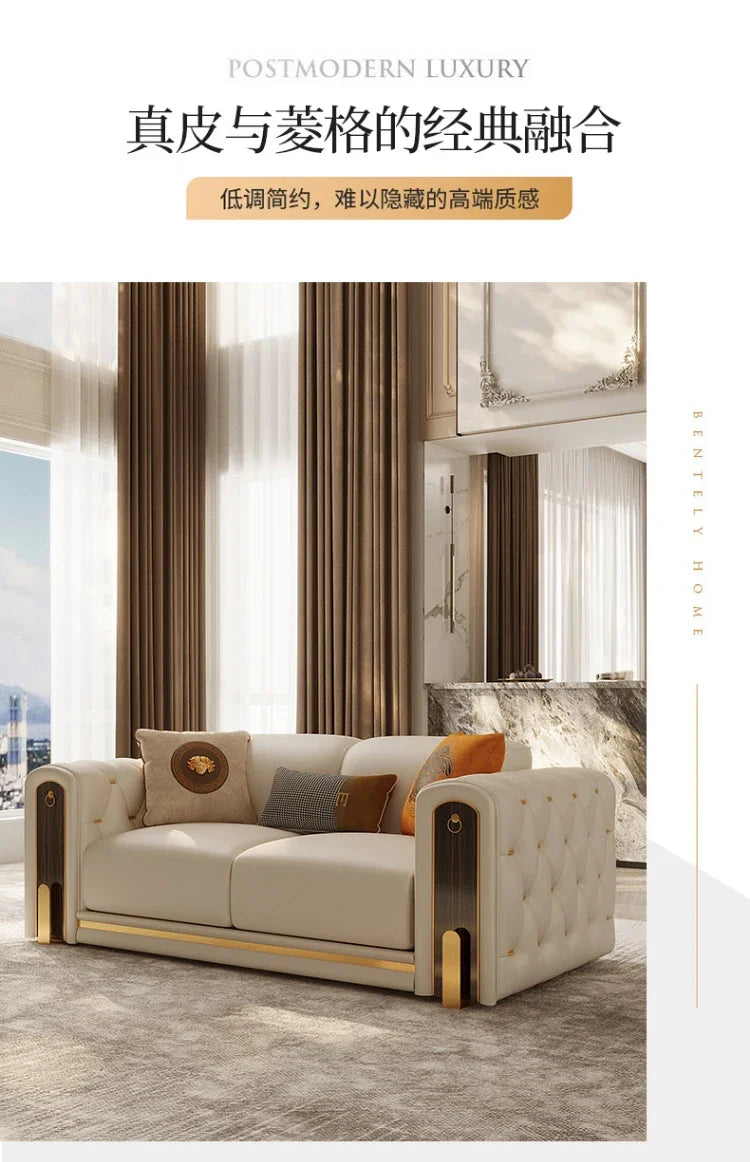 Elegant Luxury Modern Sofa Designs Royal Set Designer Leather Sofa Lounge Loveseat Divano Soggiorno Living Room Furniture