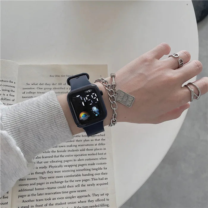 Technological LED Astro Watch for Women and Men Students Ins High Beauty Watches with Simple Fashion and Waterproof Electronics