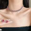 Square Crystal Choker Necklace Luxury Style Temperament Collarbone Chain Neck Chain Exquisite Collar Decoration