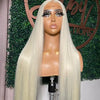 Ombre Blue Blonde Preplucked Long Lace Front Wig Straight 180%Density Hairline Glueless For Women Synthetic Fiber