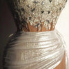 Gold Color Women Sexy 2 Pieces Strapless Bodycon Mini Dress Bar Singer Nightclub Party Celebrate Birthday Dress Wholesale