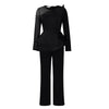 Luxury Jumpsuits & Rompers for Women Round Neck Beaded Transparent Sleeve High Waisted Elegant Female Birthday Party Overalls