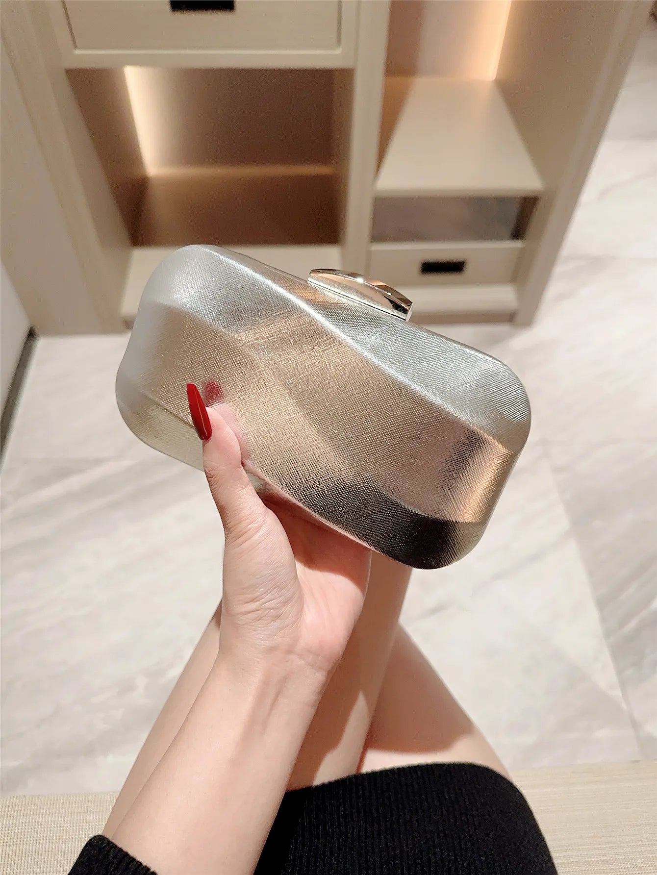 High-End Textured Square Box-Shaped Evening Bag Clutch Bag Chain Bag Banquet Bag Cheongsam Bag Evening Dress Bag Wedding Bag