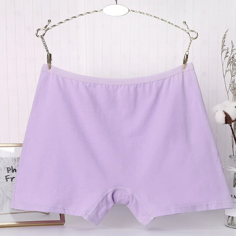3pcs Cotton Women Panties Lady Plus Size Boxer Underwear High Waist Briefs Solid Color Female Shorts Safety Panty