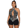 HLJ Gold Woman Evening Party Outfits Rhinestone Crystal Luxury Jumpsuits Women Corset Patchwork Bodycon Rompers Elegant Sexy