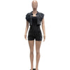 HLJ High Quality Women's Shorts Outfits Cotton Crop Jacket+Bodysuits 2 Piece Set Casual Vintage Two Piece Set Women's Spring New