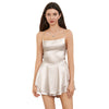 Women Solid Color Cami Playsuits Cowl Neck Sleeveless Short Jumpsuits Summer Cross Tie-Up Backless Satin Romper Clubwear