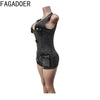 FAGADOER Spring Summer New Sexy Sleeveless Denim Rompers Women Button Zipper Cargo Pocket Patchwork Female Streetwear Overalls