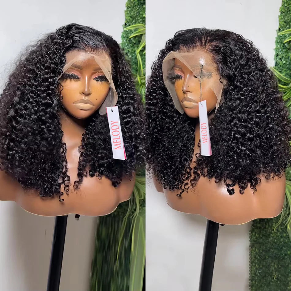 Brazilian Deep Water Wave Bob Wig 13x4 Lace Frontal Wig 100% Human Hair Short Curly 4x4 Closure Wig Preplucked Remy Hair 14 Inch