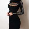 Evening Dresses for Women 2022 New Elegant Sexy Party Wedding Guest Glitter Contrast Lace Cutout Long Sleeve Bodycon Mini Dress