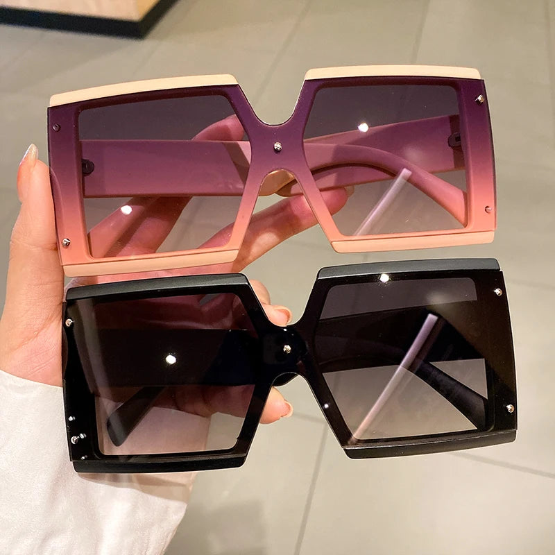 KAMMPT Square Oversized One-pieces Sunglasses Men Women Trendy Gradient Goggle Eyewear Fashion Luxury Brand Design Sun Glasses