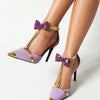 New Design Luxury Glod Purple Stilettos Pointed Toe T-strap High Heels Women Sandals Summer Party Dress Prom Shoes Pumps 2024