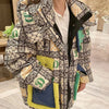 2023 European Station Winter New Down Jacket Women's Warm Fashion Short Color Patchwork Graffiti thick White Duck Down Coa