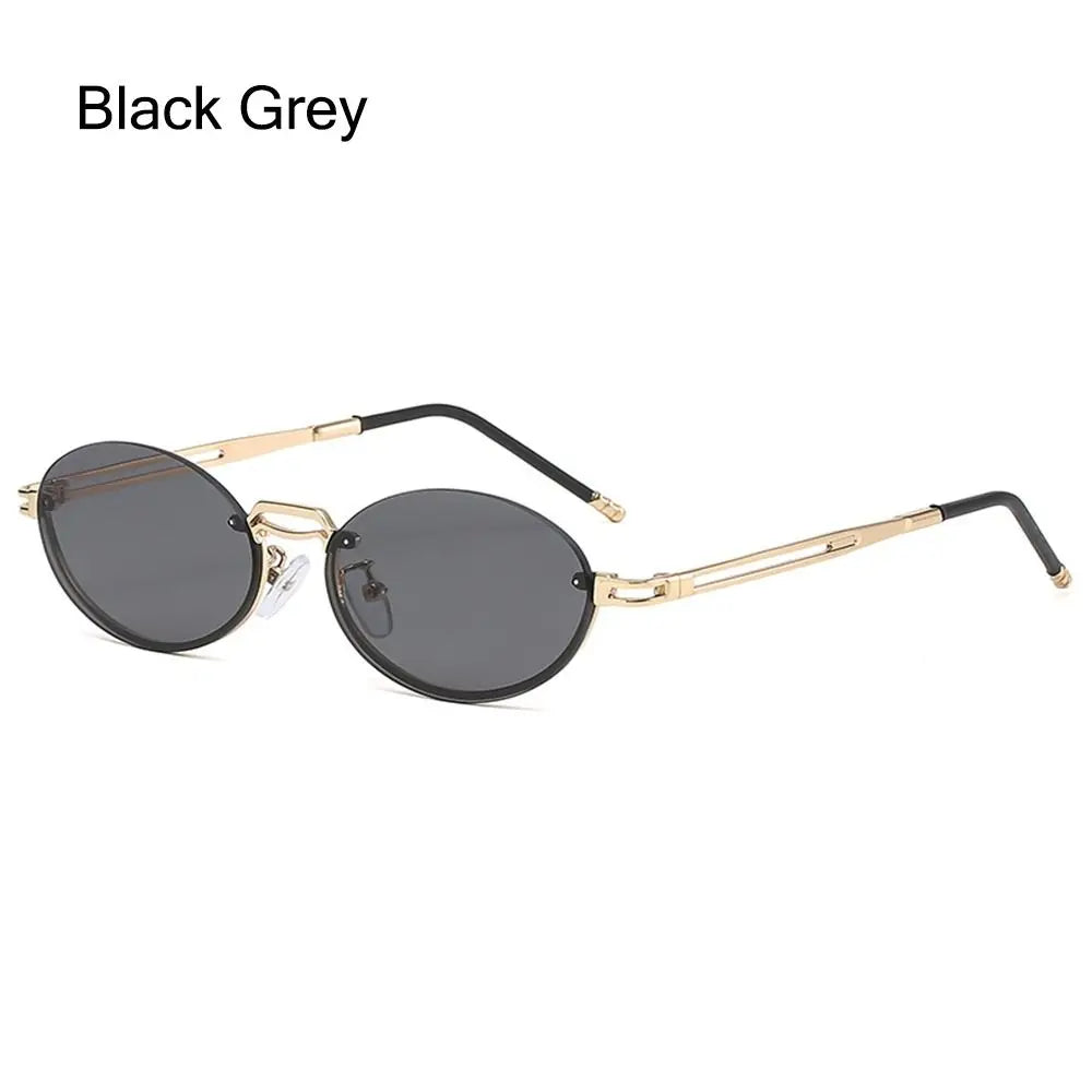 Vintage Metal Punk Sunglasses Rimless Oval Sun Glasses Trendy Frameless Shades UV400 Protection Gradient Glasses