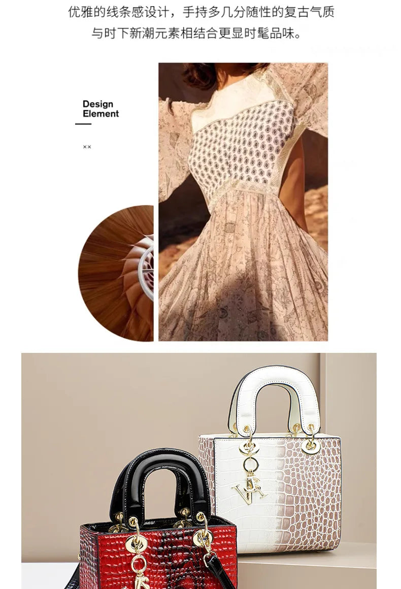 2024 High Quality Luxury Brand Designer PU Leather Shoulder Bag Women Hand Bags Crocodile Purses Ladies Messenger Handbag Totes